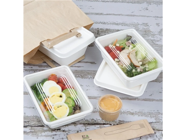 Vous pouvez acheter un Barquettes alimentaires en bagasse Fiesta Compostable 800ml (lot de 100) chez Supplierz BV