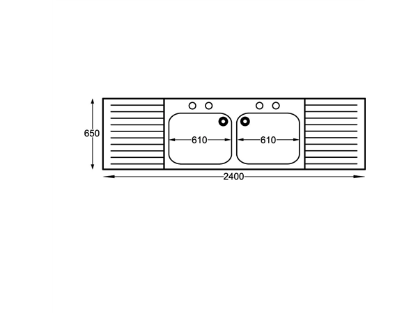 Buy your Franke Sissons RVS spoeltafel - dubbele spoelbak dubbel afdruiprek - 2400x650mm at Supplierz BV