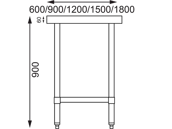 Een Vogue RVS werktafel zonder achteropstand 90x90x60cm koop je bij Supplierz BV