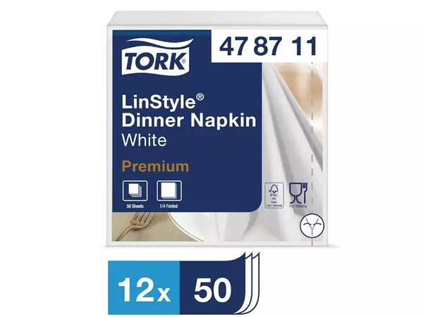 Een Tork Linstyle dinerservetten 1/4 vouw wit 40cm (600 stuks) koop je bij ShopXPress