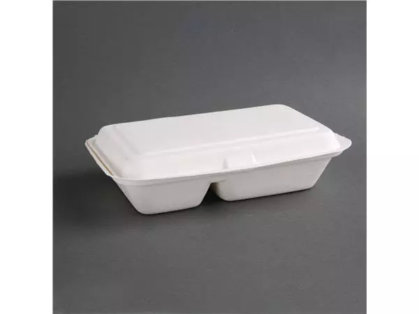 Een Fiesta Compostable composteerbare bagasse voedseldozen 2 compartimenten (200 stuks) koop je bij ShopXPress