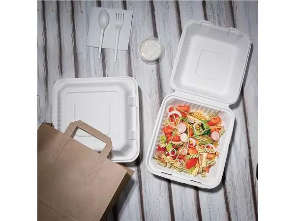 Een Fiesta Compostable composteerbare bagasse voedseldozen 236mm (200 stuks) koop je bij ShopXPress