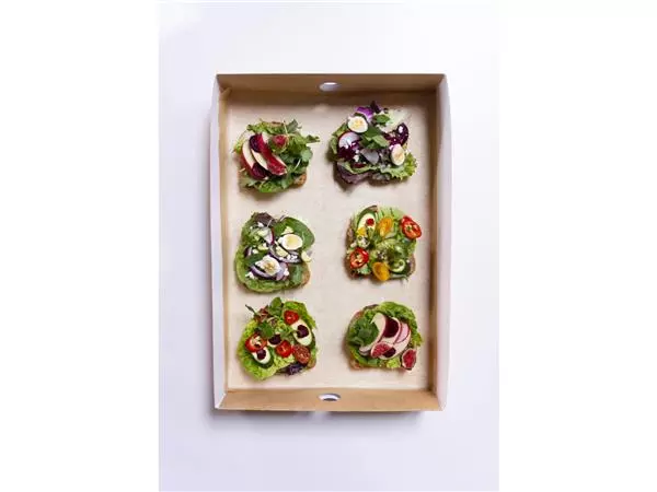 Een Vegware composteerbare sandwichboxen met deksel groot (25 stuks) koop je bij ShopXPress