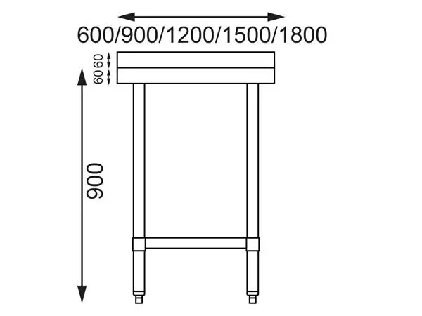 Een Vogue RVS werktafel met achteropstand 90x60x70cm koop je bij ShopXPress