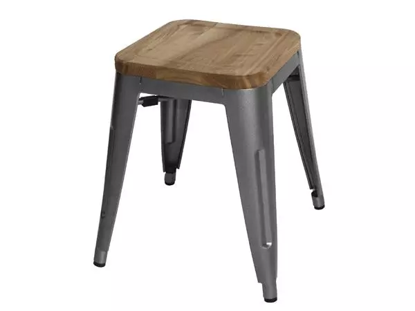 Een Bolero Bistro stalen kruk met houten zitting - grijs (4 stuks) koop je bij ShopXPress