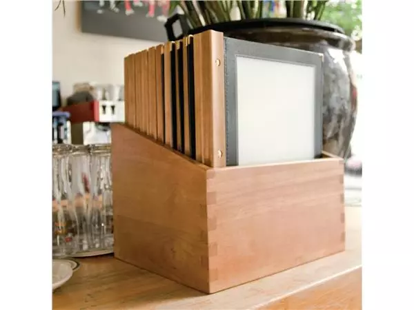 Een Securit menumappen set met houten box A4 zwart (20 stuks) koop je bij ShopXPress