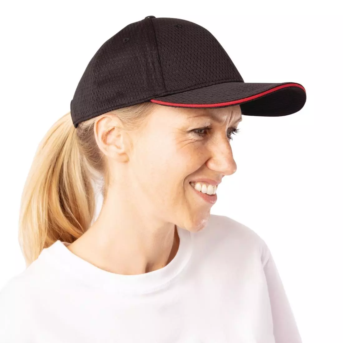 Een Chef Works Cool Vent baseball cap zwart en rood koop je bij ShopXPress