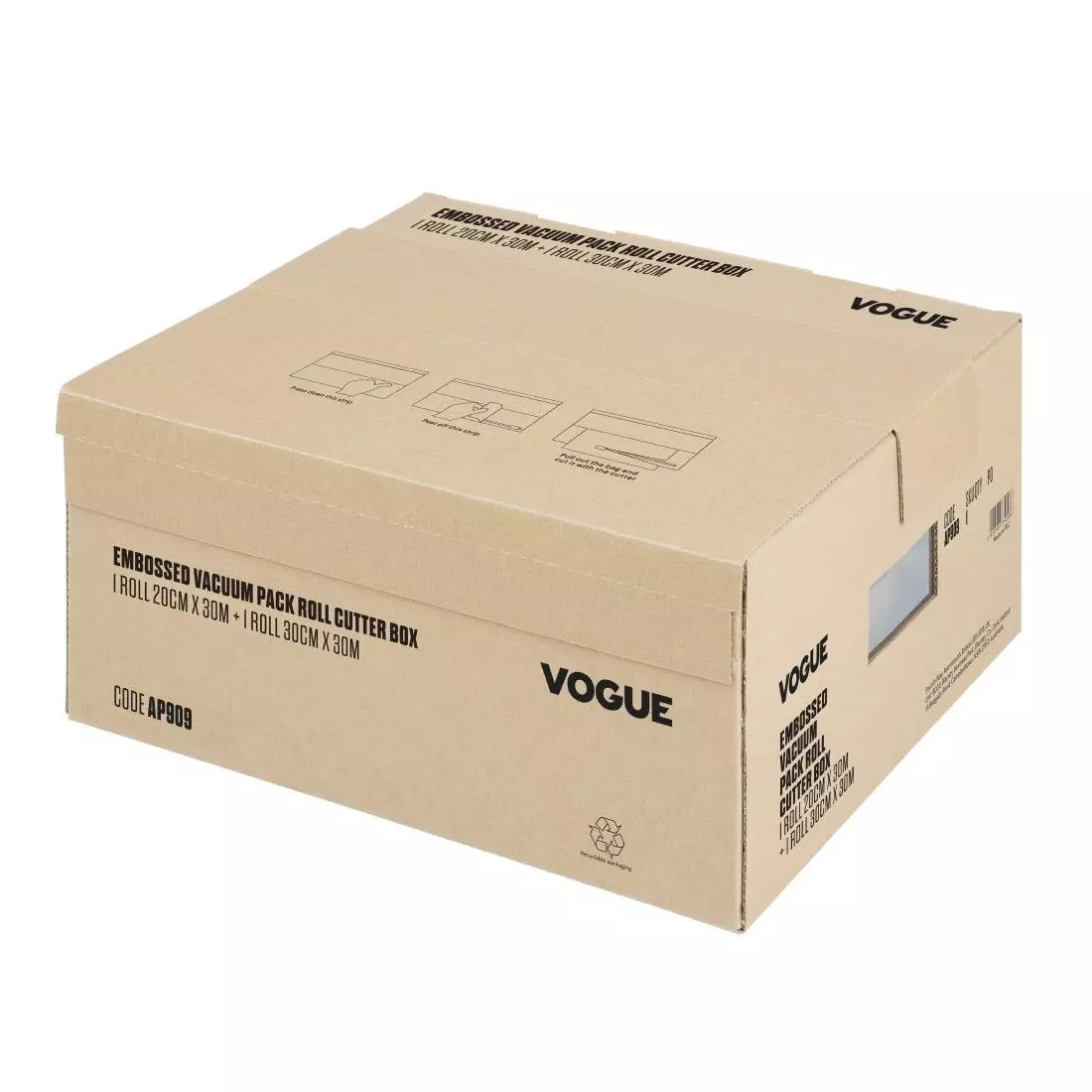 Een Vogue vacuümverpakkingsrol met snijdoos (reliëf) 200 mm en 300 mm dubbelverpakking koop je bij ShopXPress