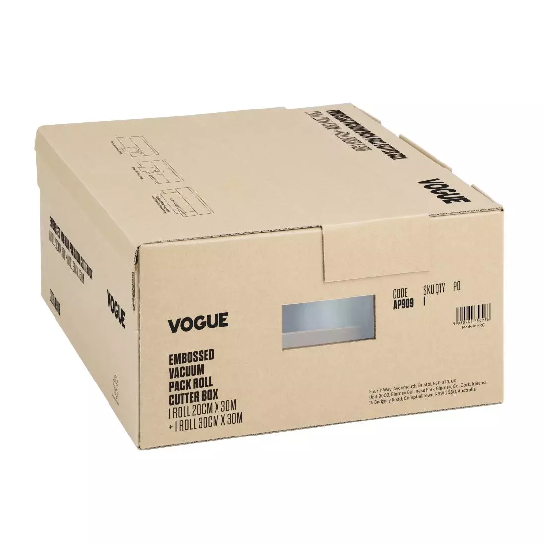 Een Vogue vacuümverpakkingsrol met snijdoos (reliëf) 200 mm en 300 mm dubbelverpakking koop je bij ShopXPress