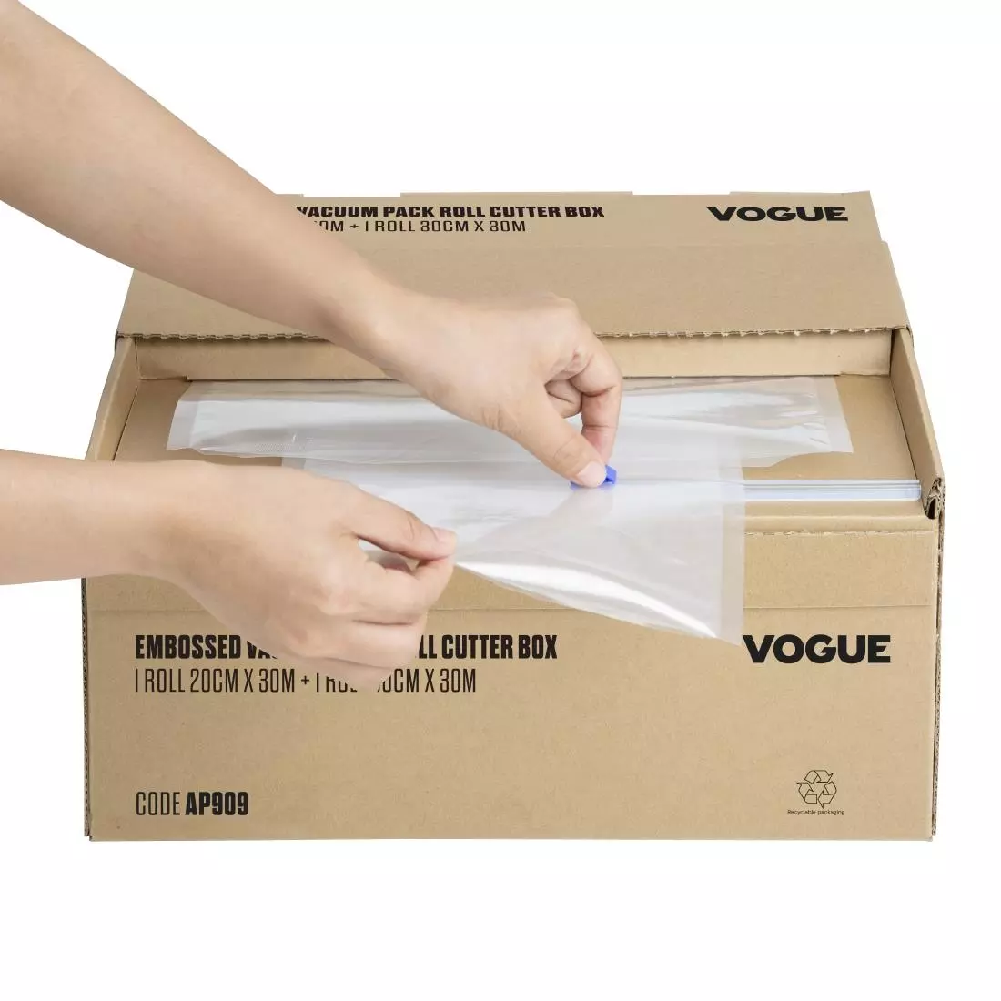 Een Vogue vacuümverpakkingsrol met snijdoos (reliëf) 200 mm en 300 mm dubbelverpakking koop je bij ShopXPress