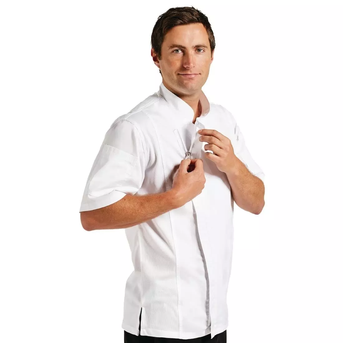 Een Chef Works Springfield unisex koksbuis met rits wit S koop je bij ShopXPress