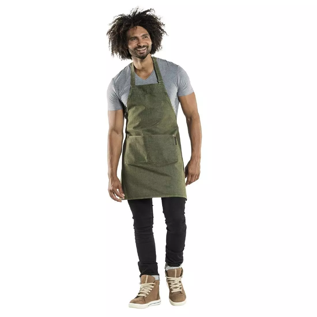 Een Chaud Devant Bib Schort Basis Groen Denim B70-L75 cm koop je bij ShopXPress