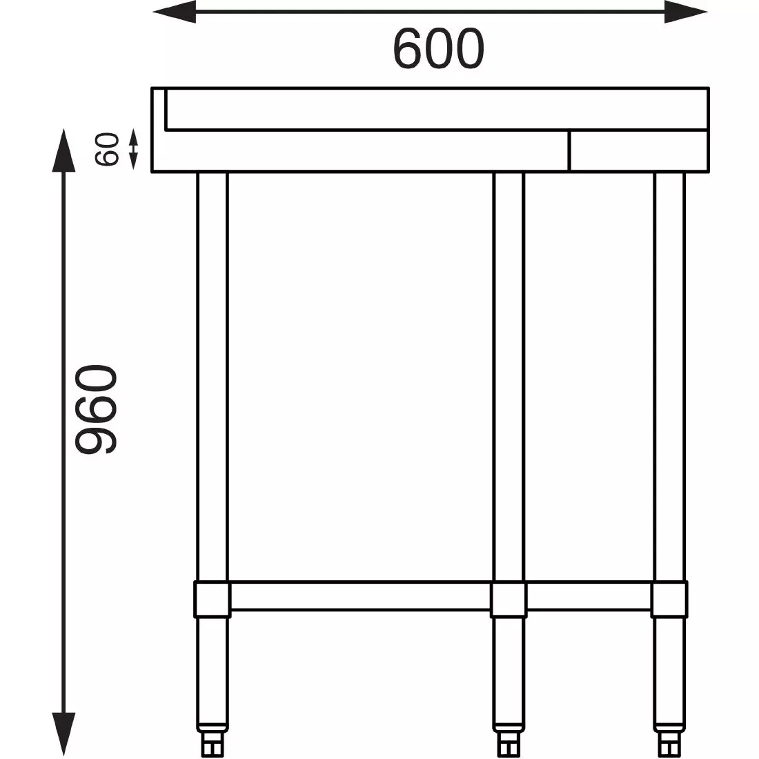 Een Vogue RVS werktafel hoekelement 60cm koop je bij ShopXPress