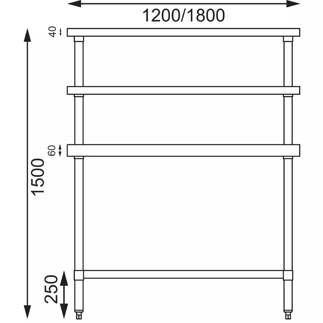 Een Vogue RVS werktafel met wandplanken 120cm koop je bij ShopXPress