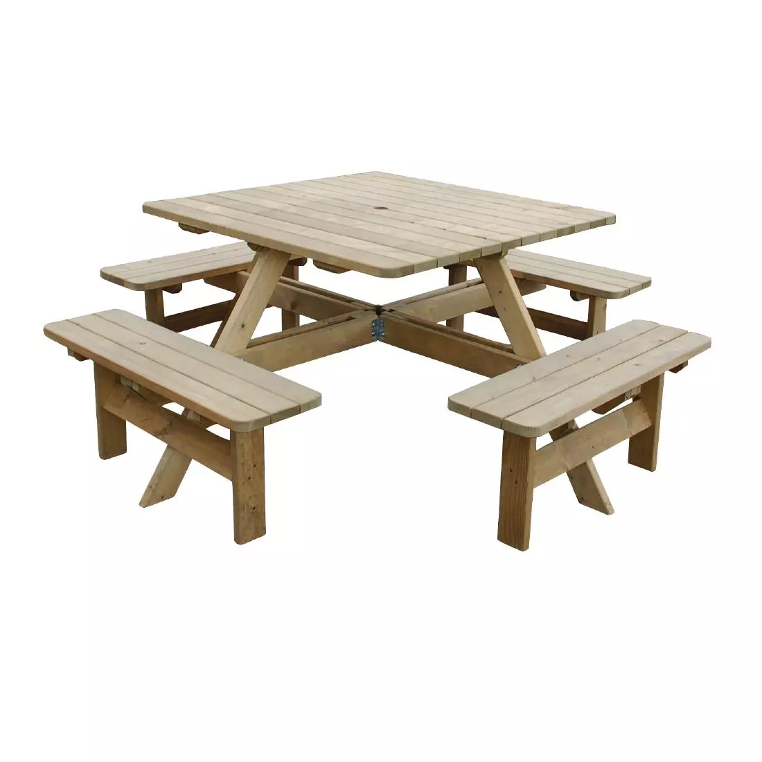 Een Rowlinson vierkante houten picknicktafel 198cm koop je bij ShopXPress
