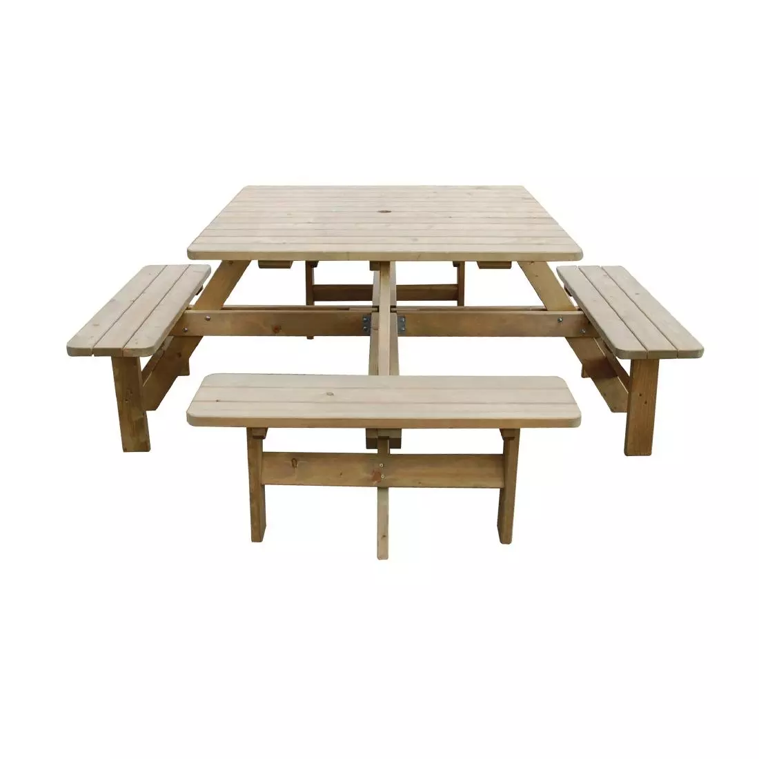 Een Rowlinson vierkante houten picknicktafel 198cm koop je bij ShopXPress