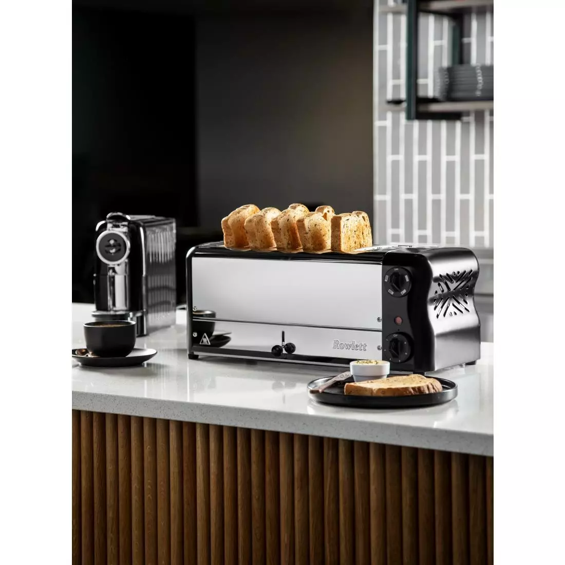 Een Rowlett Esprit broodrooster 6 sleuven zwart - 2 reserve-elementen en 2 tostihouders koop je bij ShopXPress