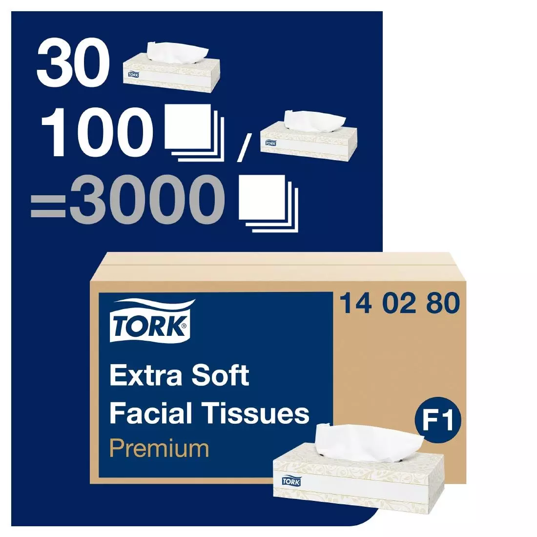 Een Tork Premium 100-pak gezichtsreinigingsdoekjes extra soft 2-laags (30 stuks) koop je bij ShopXPress