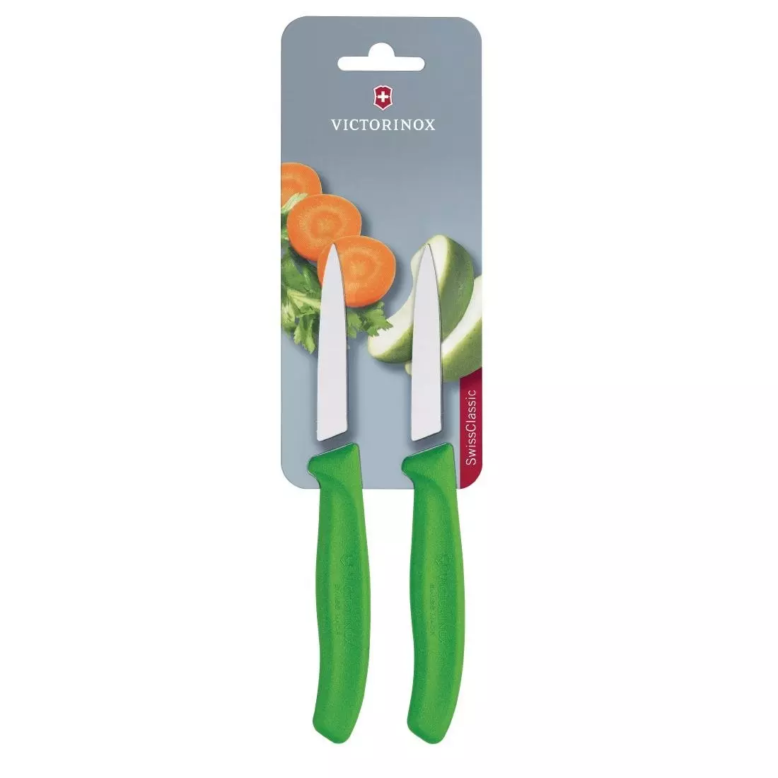 Een Victorinox schilmesje met spitse punt 8 cm groen (2 stuks) koop je bij ShopXPress