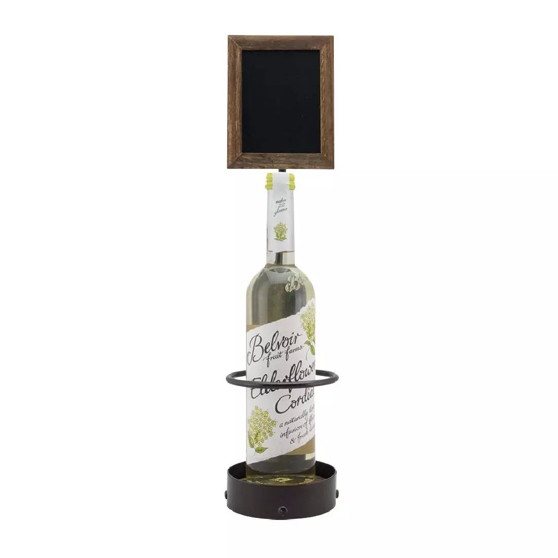 Een Securit Flessendisplay met krijtbordframes, biedt plaats aan één fles koop je bij ShopXPress