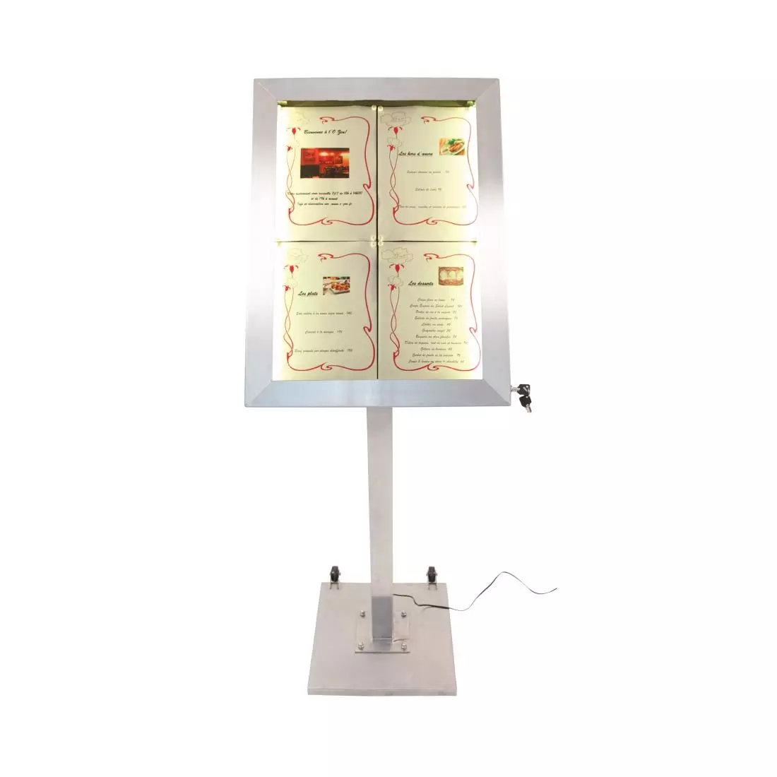 Een Securit RVS Gekleurde LED's 4xA4 informatiedisplay (excl paal en voet) koop je bij ShopXPress