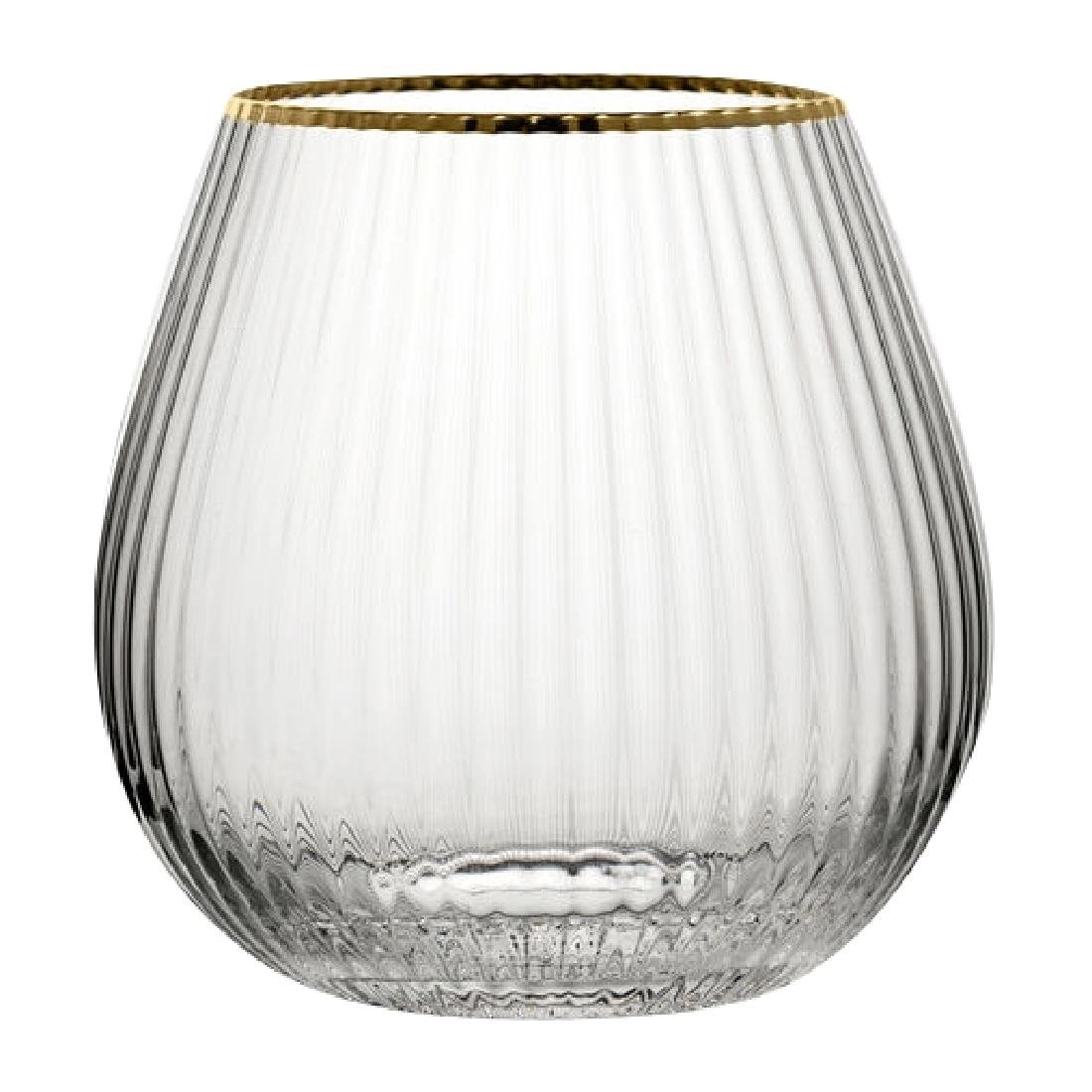 Een Utopia Hayworth Stemless Gin glazen met gouden rand, 650 ml (pak van 6) koop je bij ShopXPress