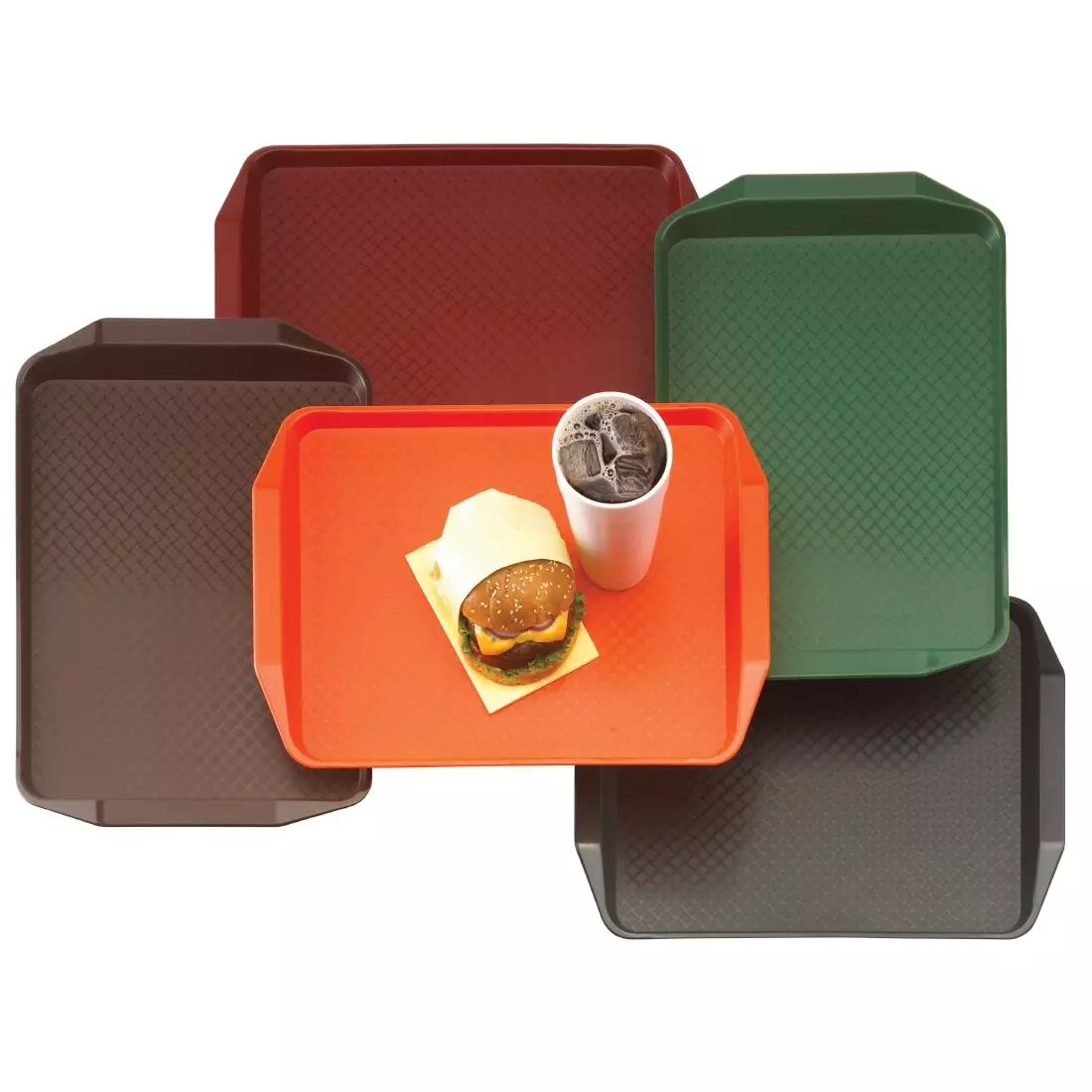 Een Cambro polypropyleen fastfood dienblad met handvatten rood 43x30cm koop je bij ShopXPress