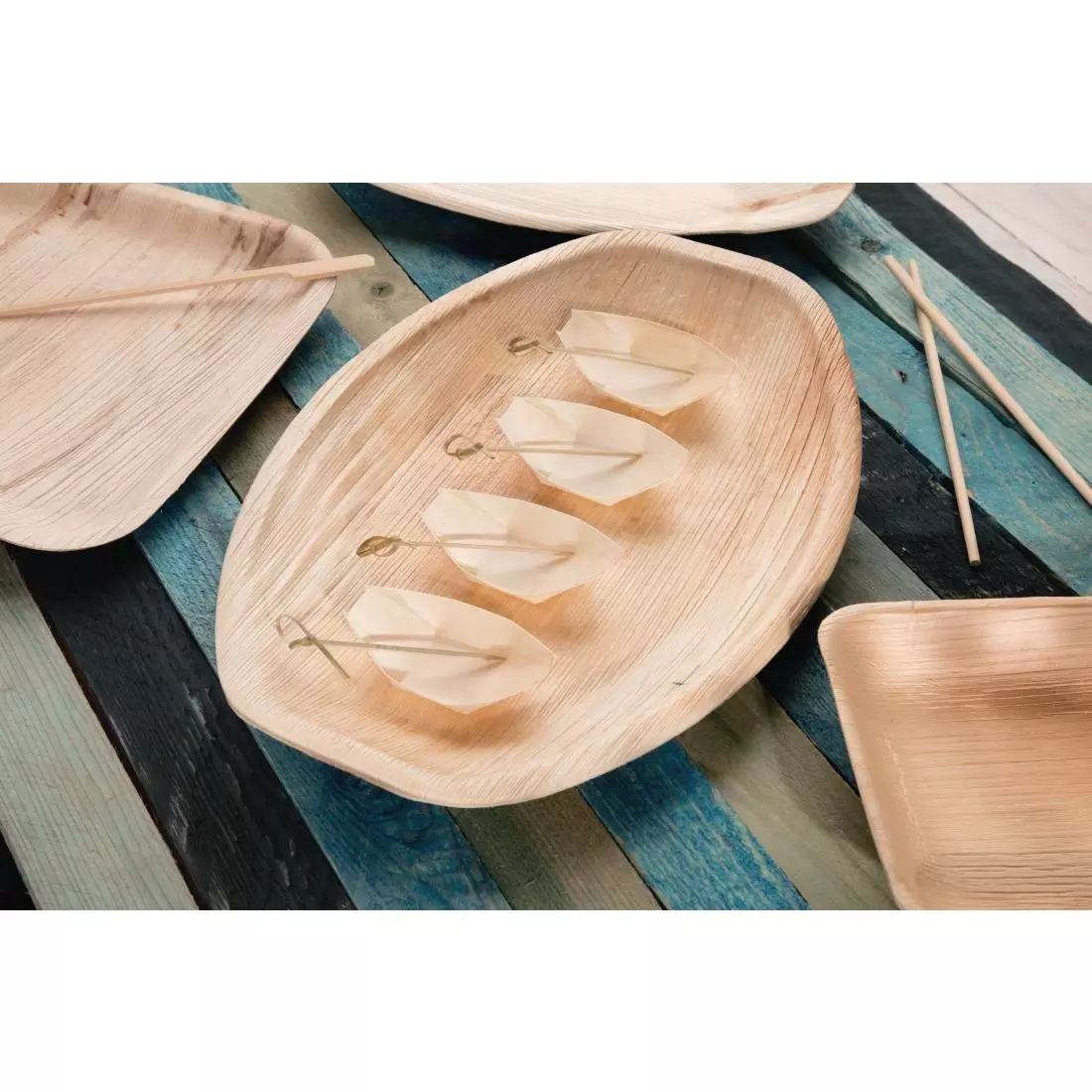 Een Fiesta Compostable biologisch afbreekbare houten serveerbootjes 80mm (100 stuks) koop je bij ShopXPress