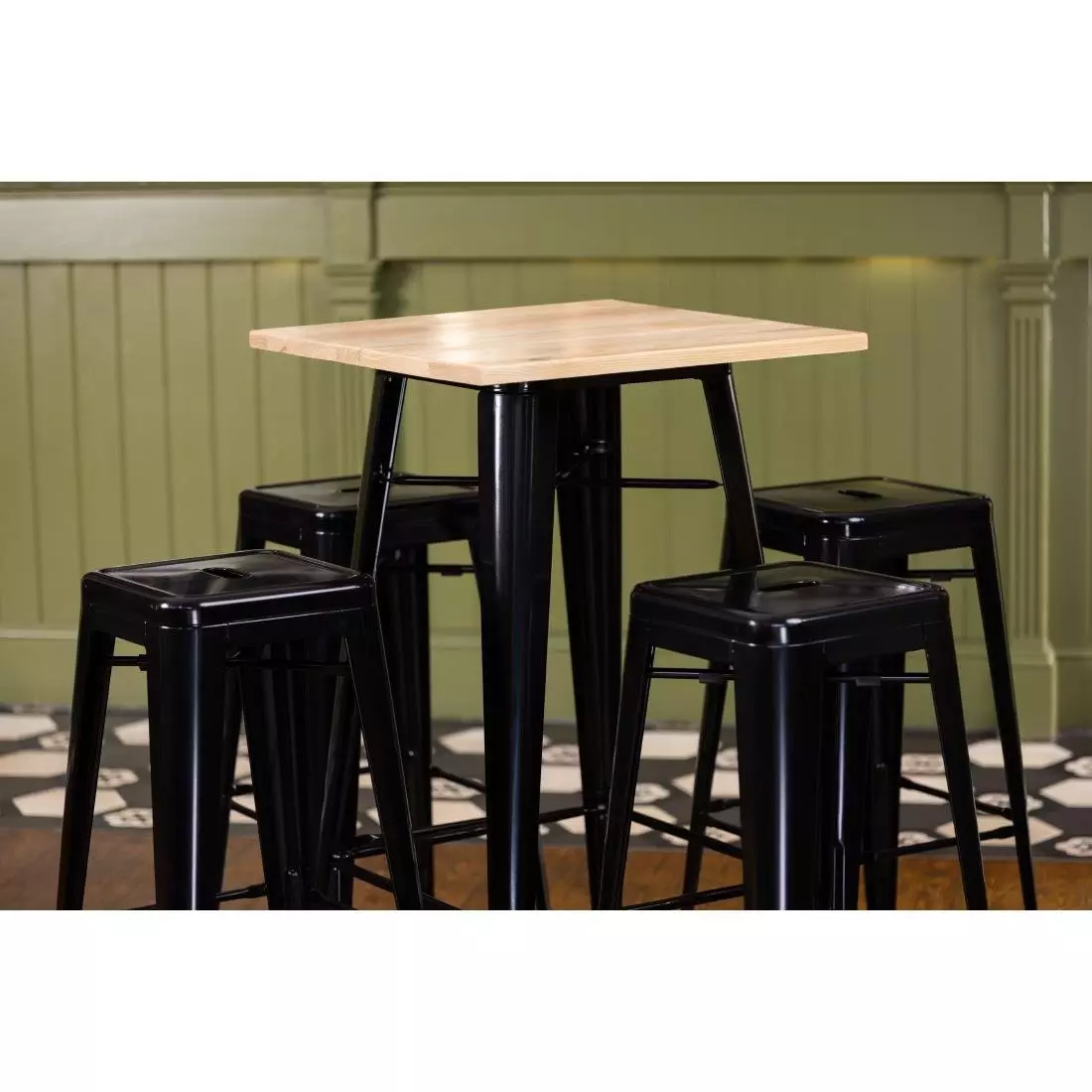 Een Bolero Bistro bartafel met houten blad zwart koop je bij ShopXPress