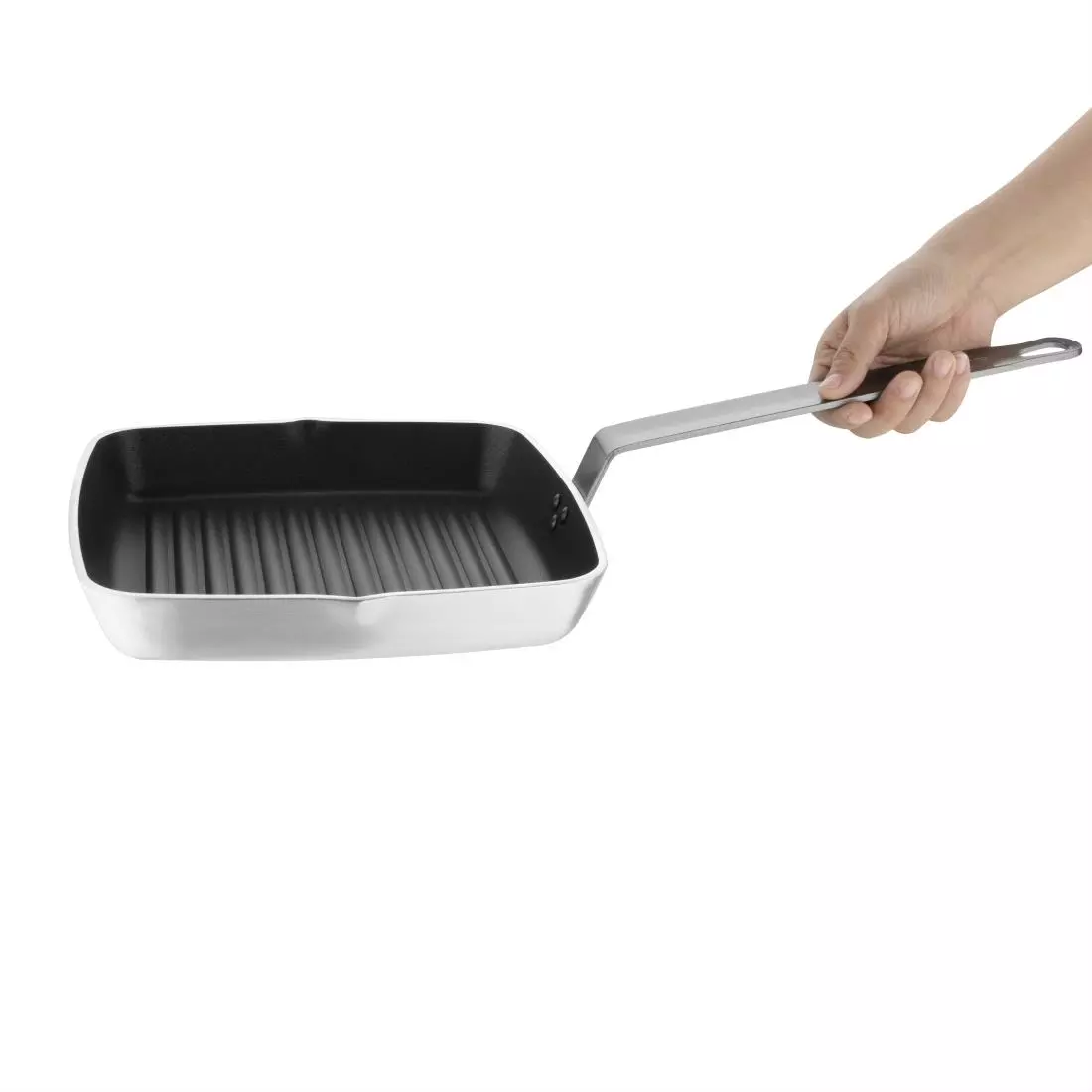 Een Vogue aluminium vierkante anti-aanbak teflon geribbelde grillpan 24cm koop je bij ShopXPress