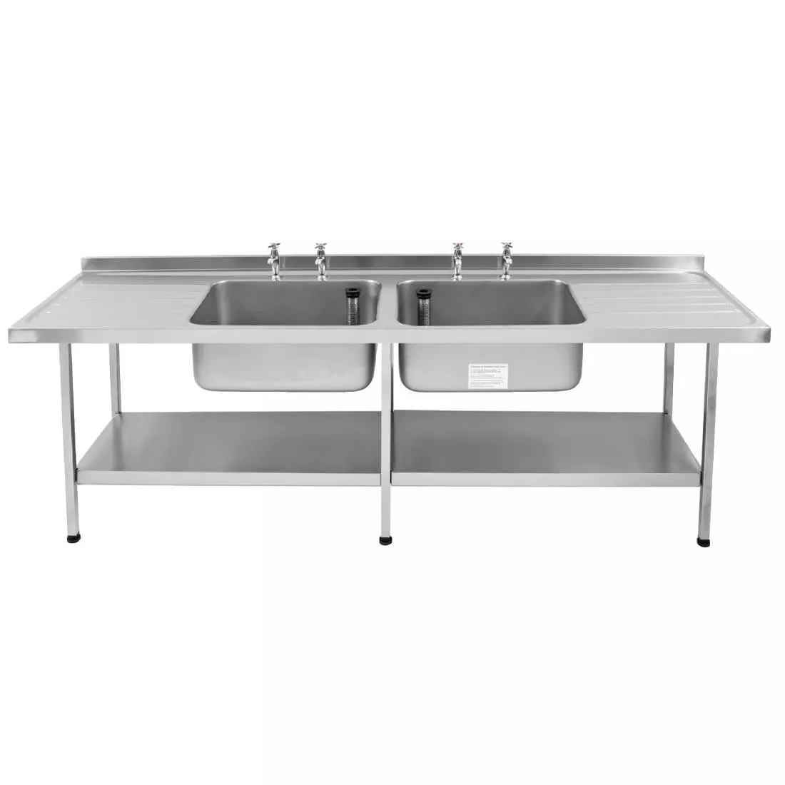 Een Franke Sissons RVS spoeltafel - dubbele spoelbak dubbel afdruiprek - 2400x650mm koop je bij ShopXPress