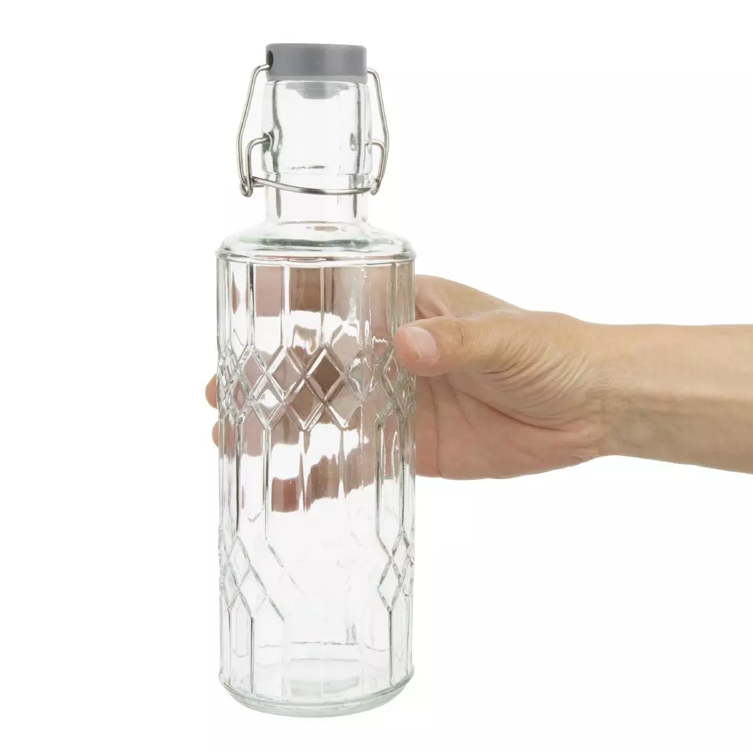 Een Olympia geo glazen waterfles met stop 640 ml (6 stuks) koop je bij ShopXPress