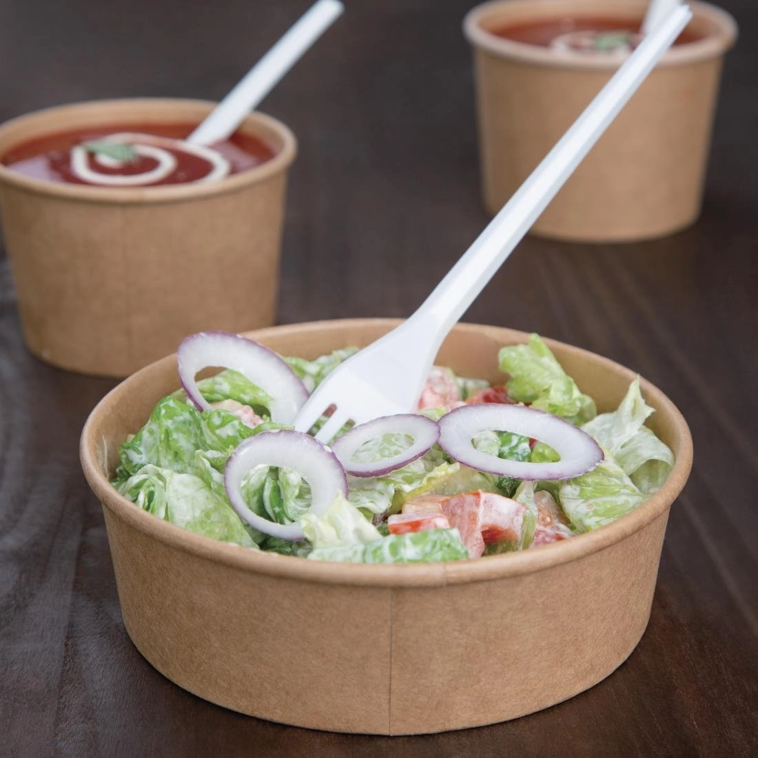 Een Fiesta Compostable ronde kraft saladeschaal 50cl (300 stuks) koop je bij Supplierz BV