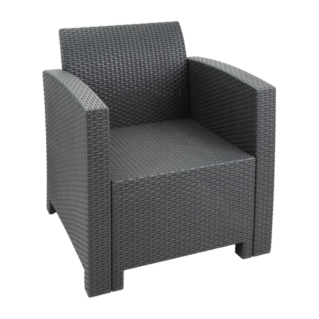 Vous pouvez acheter un Ensemble fauteuils et table en rotin PP Bolero gris chez Supplierz BV