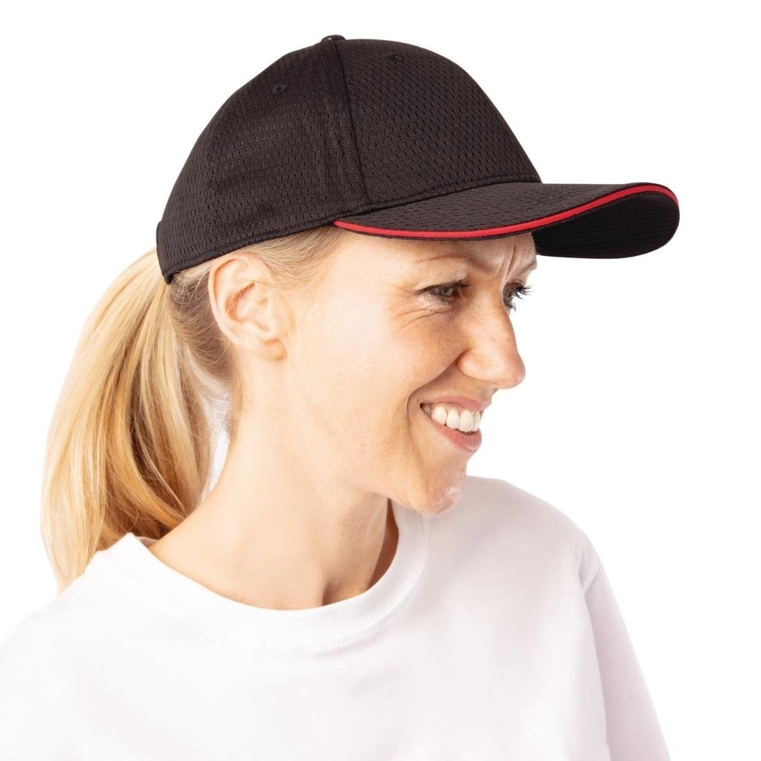 Een Chef Works Cool Vent baseball cap zwart en rood koop je bij Supplierz BV