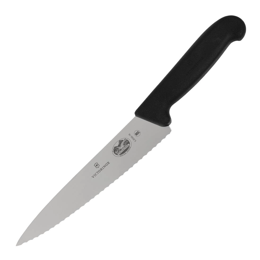 Een Victorinox Fibrox gekarteld koksmes 19cm koop je bij Supplierz BV