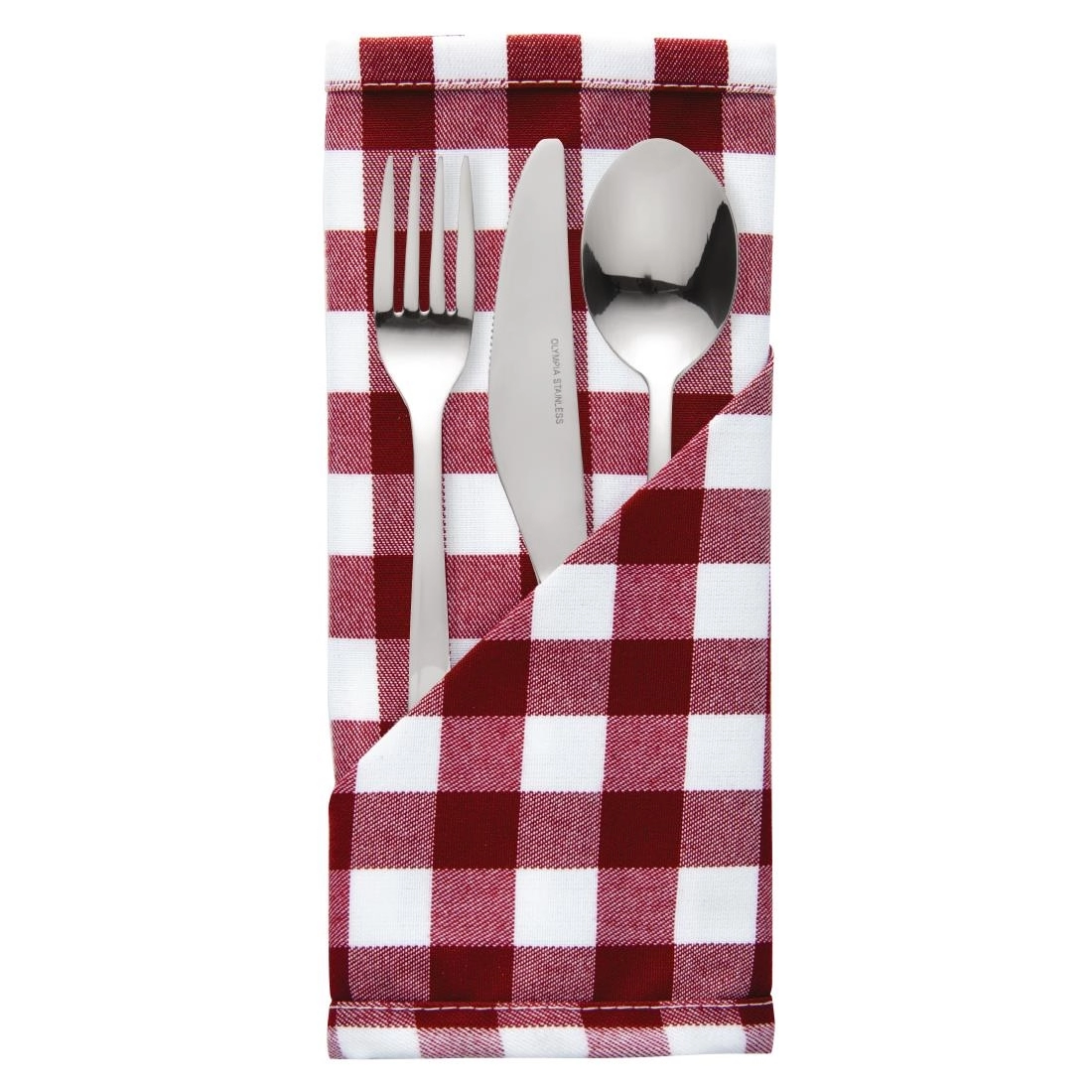 Een Mitre Comfort Gingham servet rood-wit 41x41cm (10 stuks) koop je bij Supplierz BV