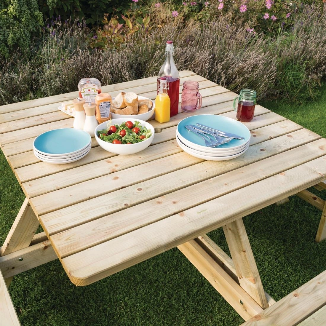 Buy your Rowlinson vierkante houten picknicktafel 198cm at Supplierz BV