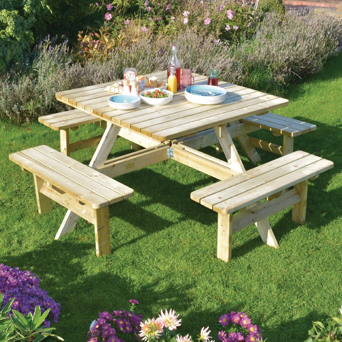 Buy your Rowlinson vierkante houten picknicktafel 198cm at Supplierz BV