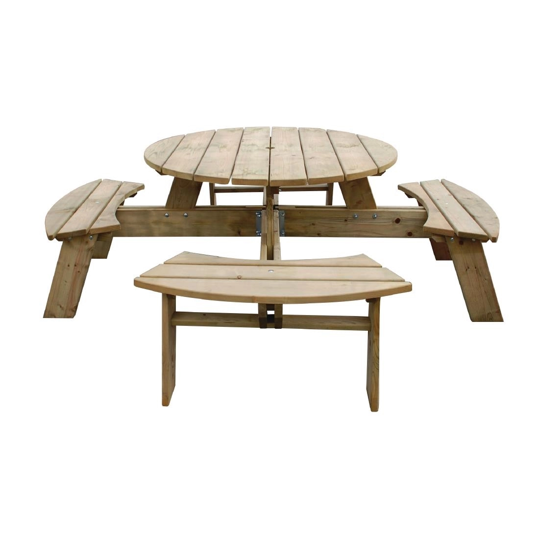 Een Rowlinson ronde houten picknicktafel 200(Ø)cm koop je bij Supplierz BV