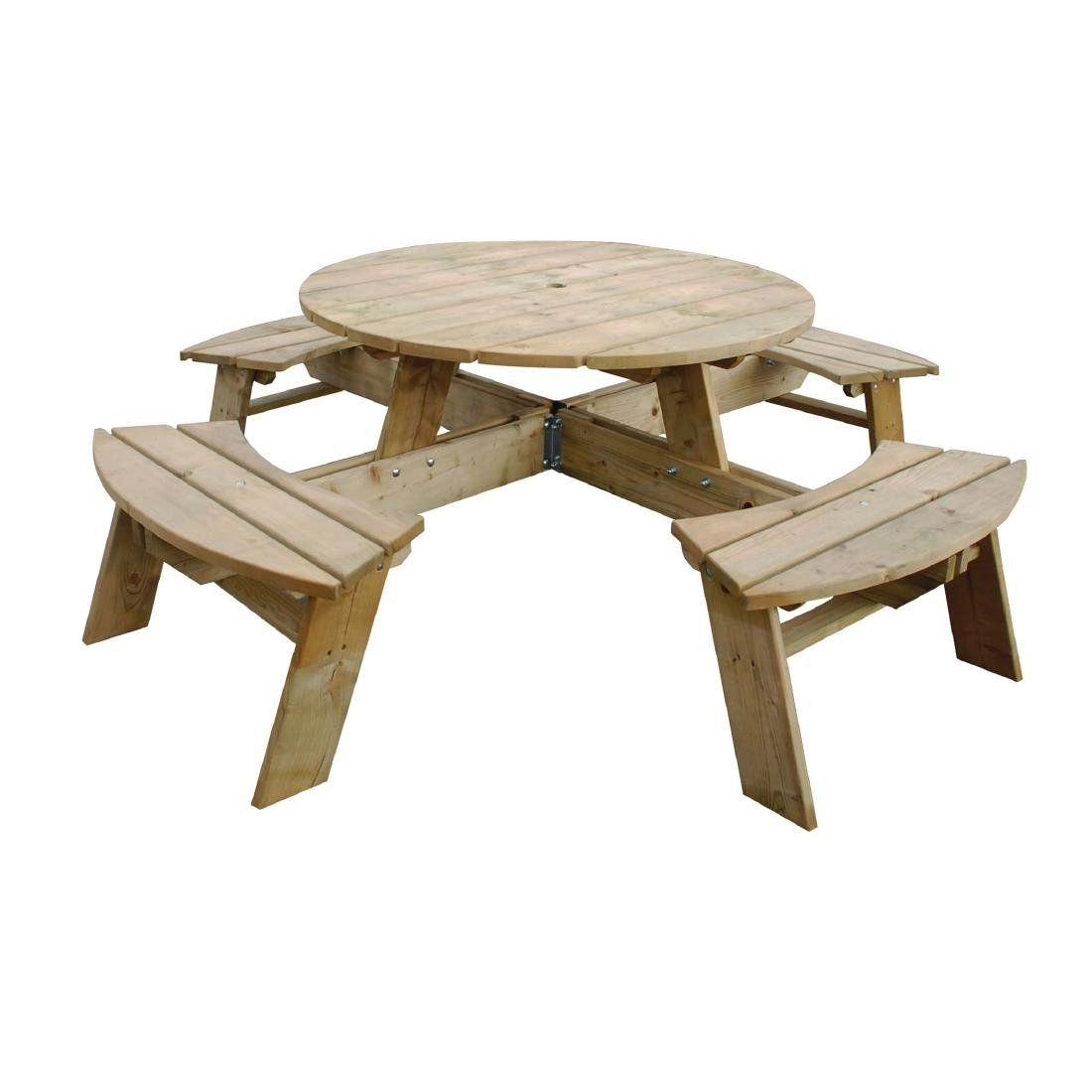 Een Rowlinson ronde houten picknicktafel 200(Ø)cm koop je bij Supplierz BV