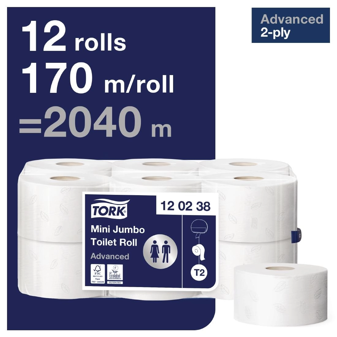 Buy your Tork Mini Jumbo navulling toiletpapier (12 stuks) at Supplierz BV