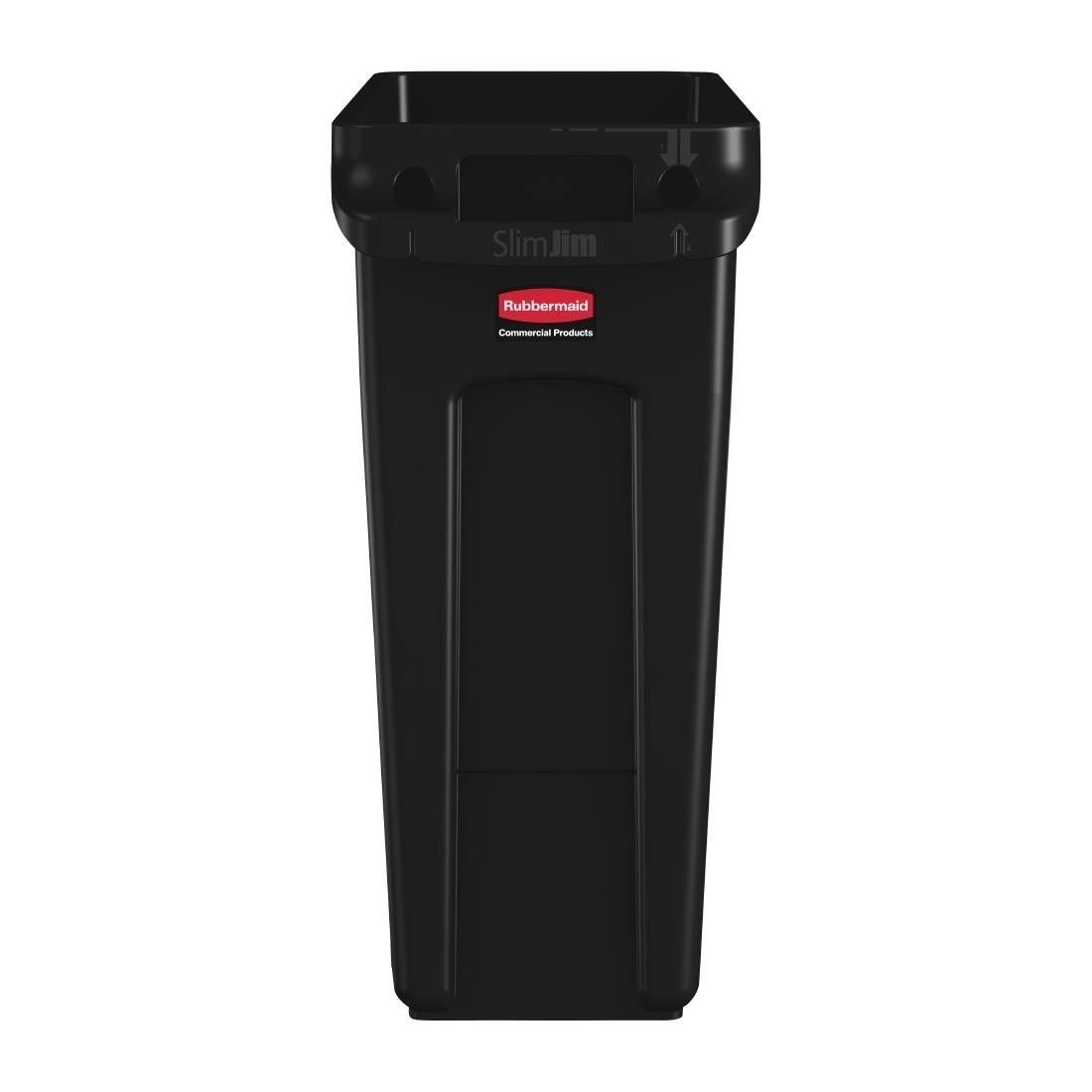 Een Rubbermaid Slim Jim afvalbak met ventilatiekanalen zwart 60L koop je bij Supplierz BV