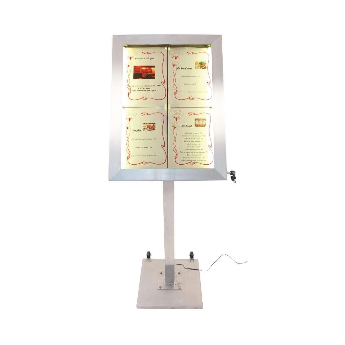 Een Securit RVS Gekleurde LED's 4xA4 informatiedisplay (excl paal en voet) koop je bij Supplierz BV