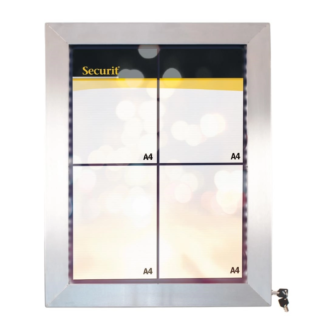 Een Securit RVS Gekleurde LED's 4xA4 informatiedisplay (excl paal en voet) koop je bij Supplierz BV