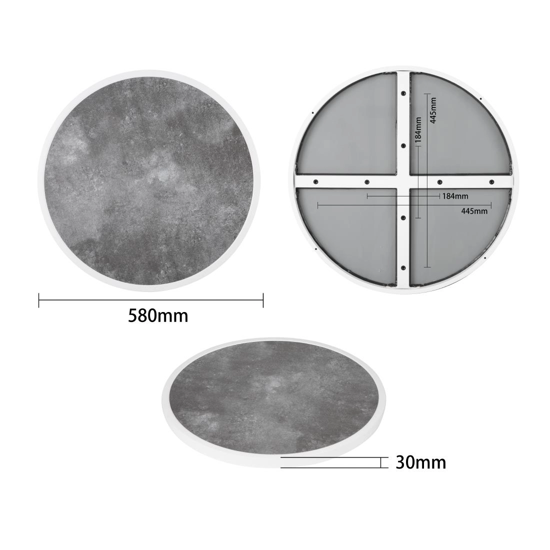 Buy your Bolero Rond Tafelblad Van Glasvezel, Donker Steeneffect, 580mm at Supplierz BV