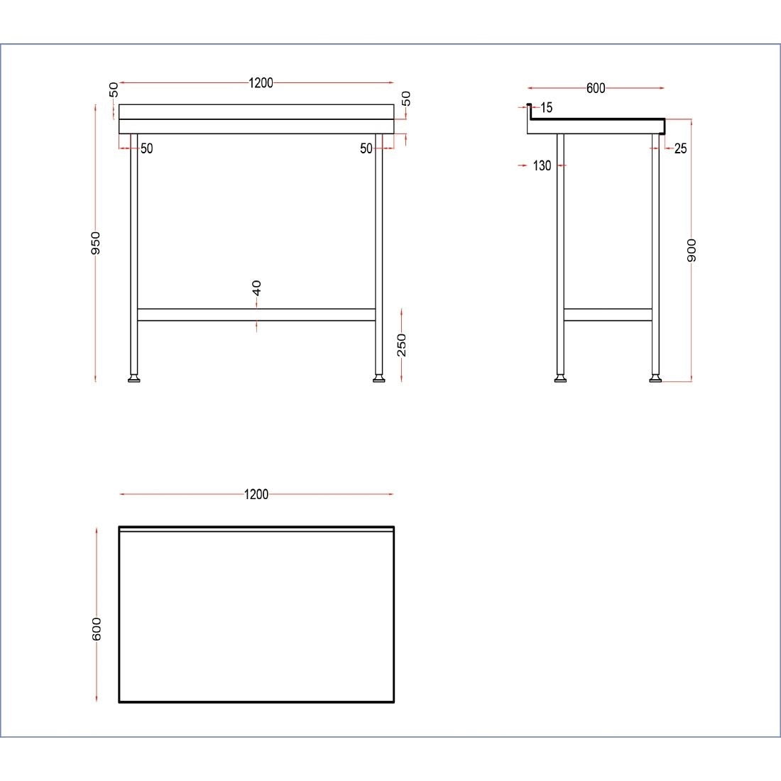 Een Holmes roestvrijstalen wandtafel met opstand 1200 mm koop je bij Supplierz BV