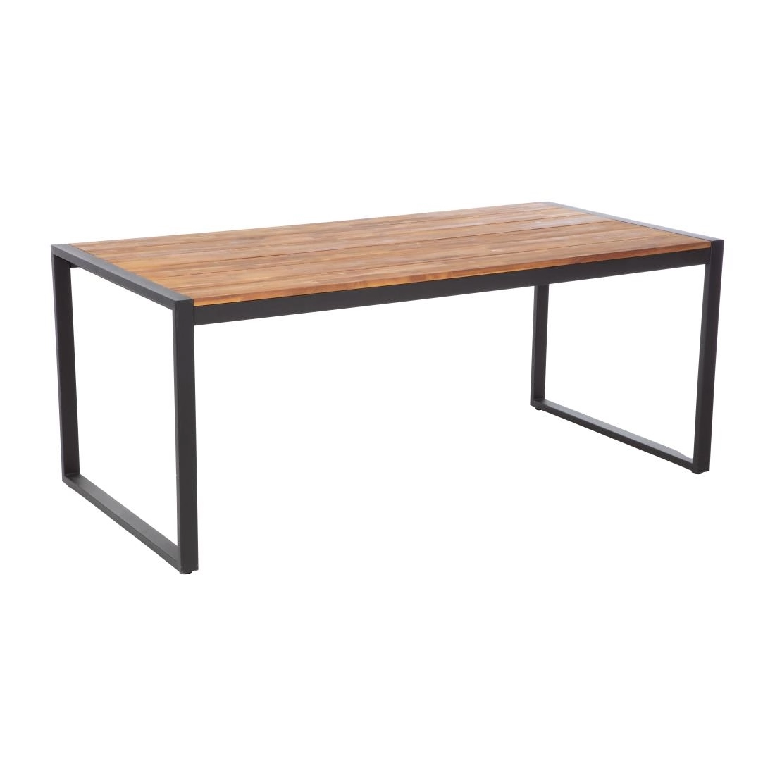 Een Bolero rechthoekige stalen en acaciahouten industriële tafel 180x90cm koop je bij Supplierz BV