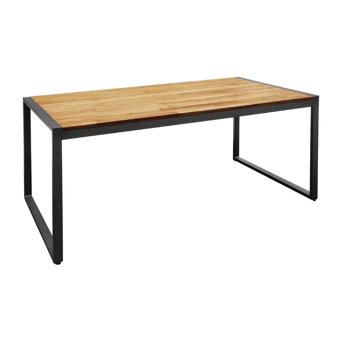 Een Bolero rechthoekige stalen en acaciahouten industriële tafel 180x90cm koop je bij Supplierz BV