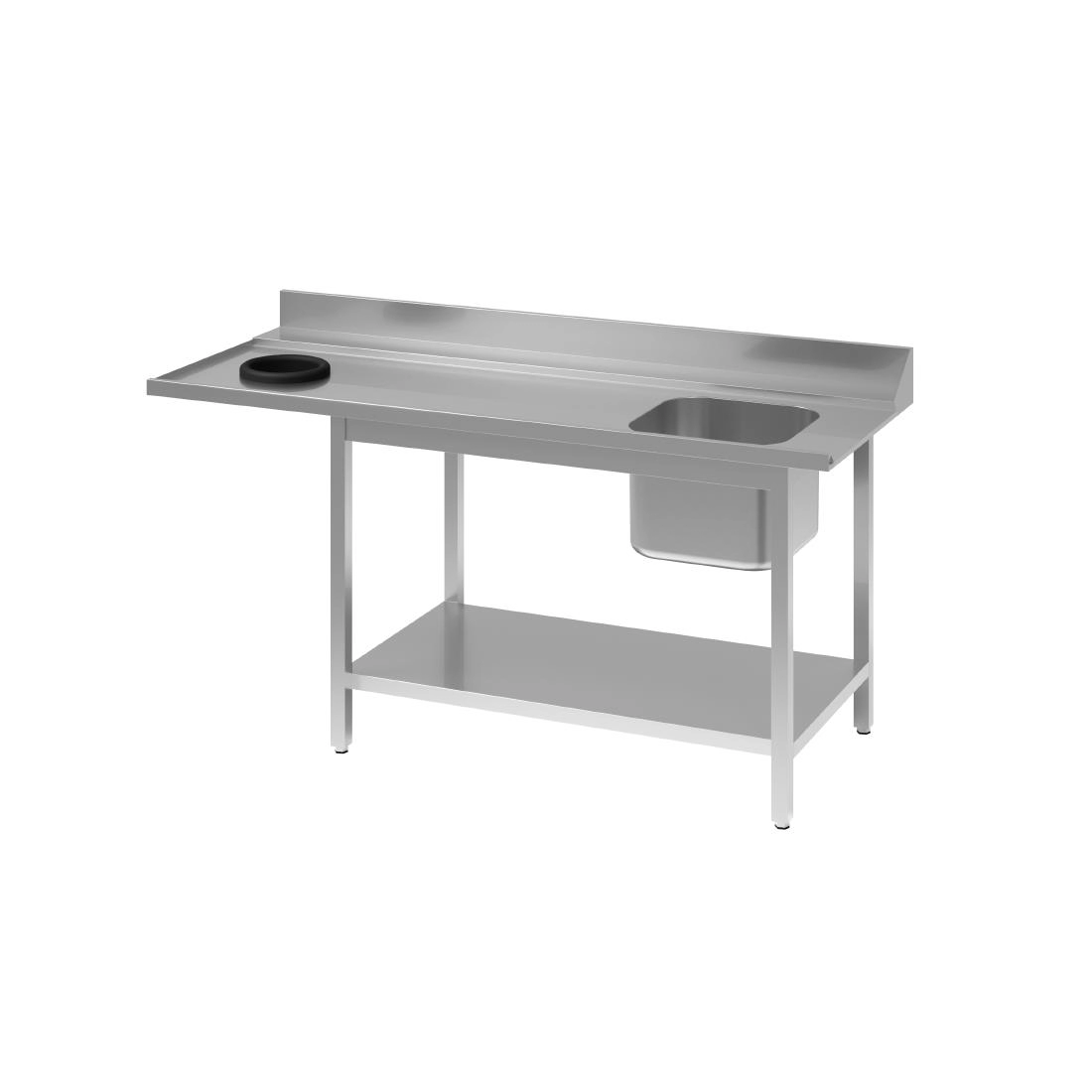 Vous pouvez acheter un Table d'entrée lave-vaisselle inox avec bac à droite TVO dosseret et tablette inférieure Gastro M 1000 x 700mm chez Supplierz BV